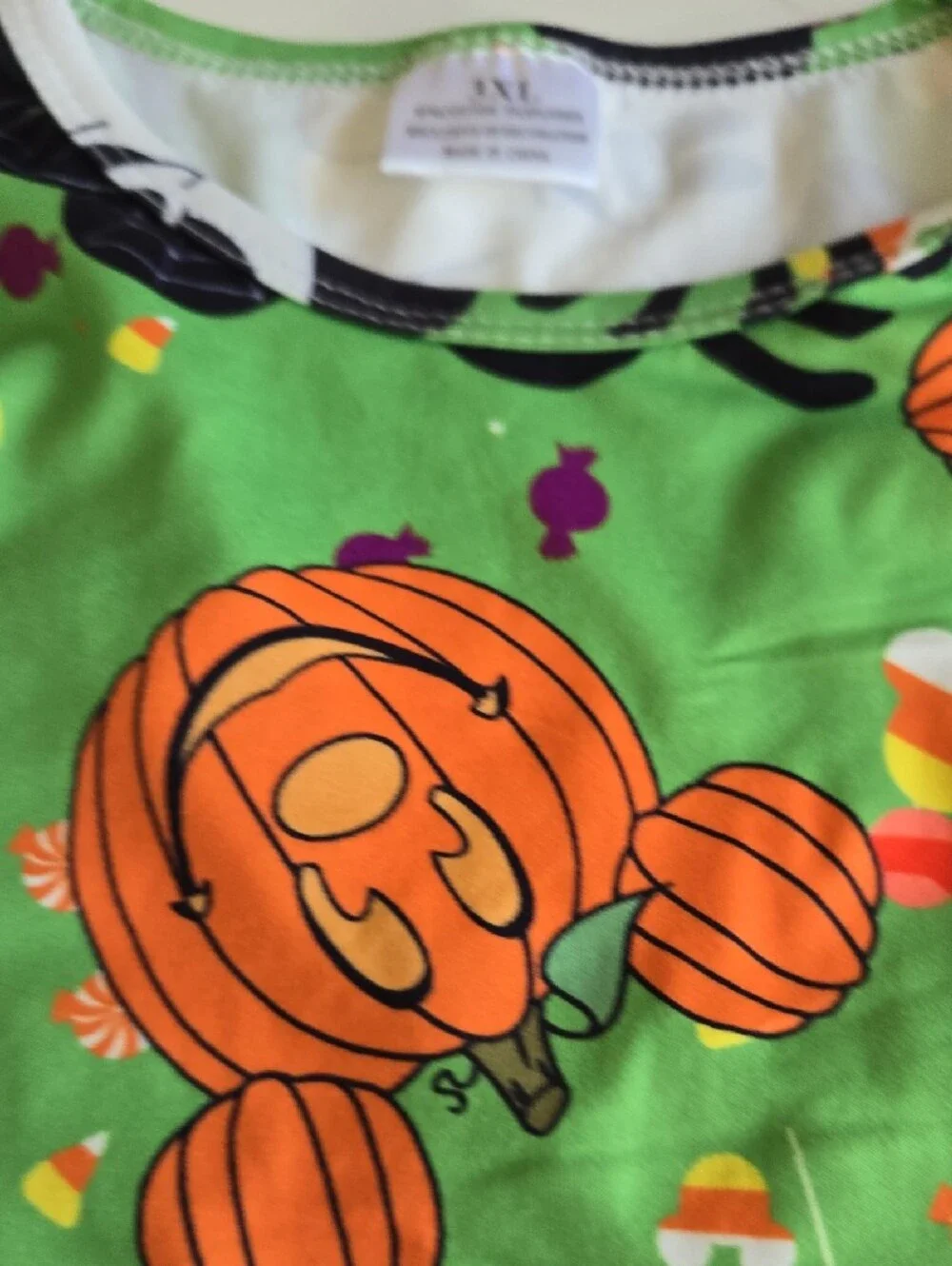 Source Unknown Green & Orange Halloween Pumpkin Tutu Dress